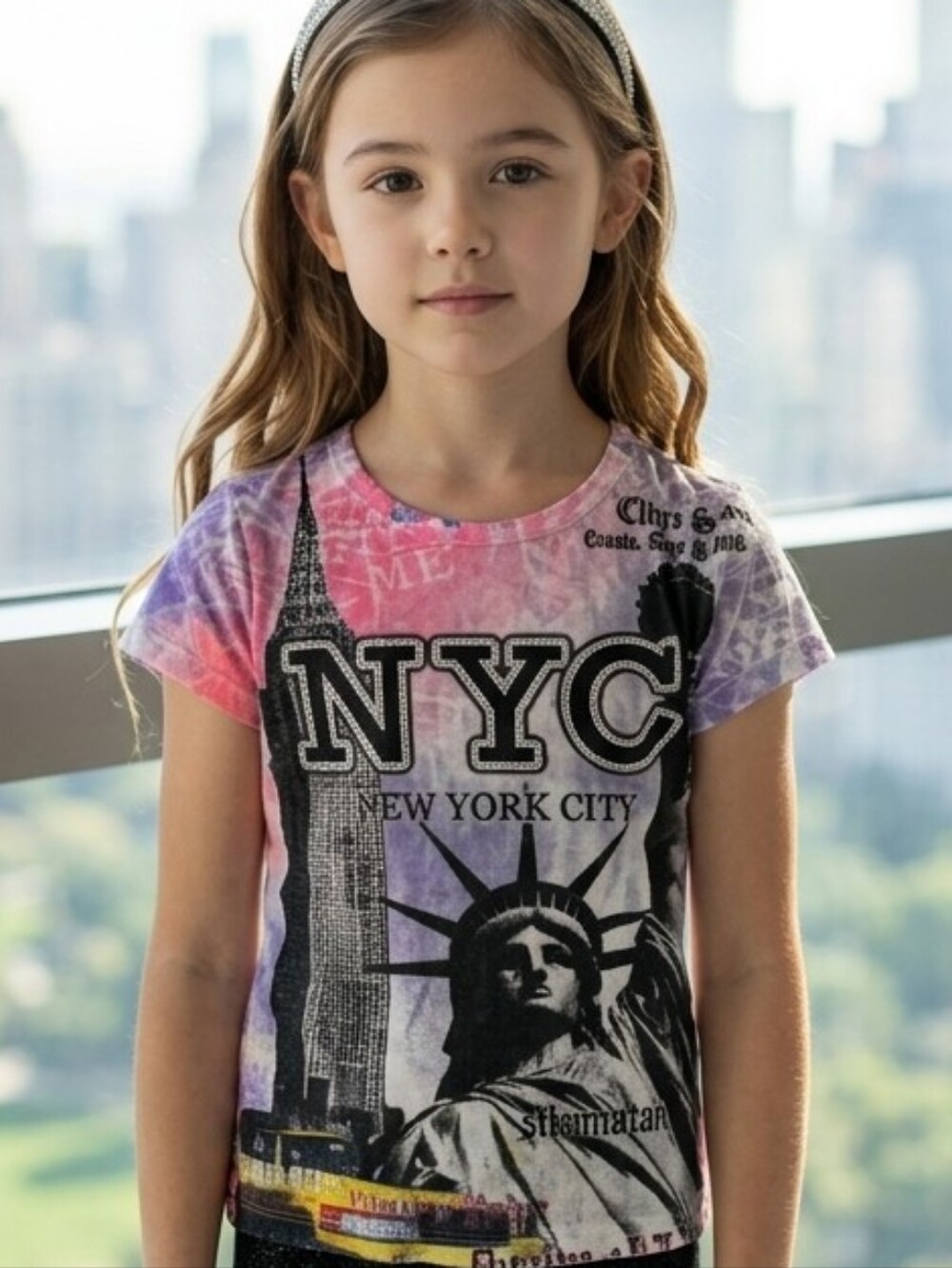 NYC Rhinestone Tee M